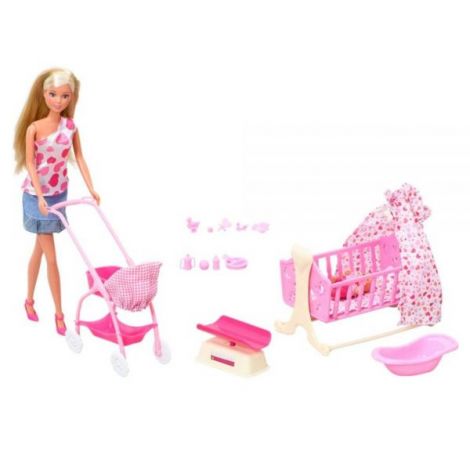 Set Simba Steffi Love New Born Baby Set papusa 29 cm, 1 bebelus si accesorii - imagine 9